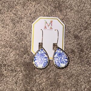 Mia Charro Blue Floral Porcelain Teardrop Earrings